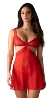 Bielizna nocna - Obsessive Cupide Desir Koszulka nocna + stringi czerwone L/XL - miniaturka - grafika 1