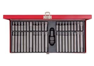 KING TONY 1043CQ ZESTAW BITÓW 10MM 43CZ. Z UCHWYTEM UDAROWYM 414710M, HEX 4 - 12MM, TORX T20 - T60, SPLINE 5 - 12MM, KASETA - Klucze i nasadki - miniaturka - grafika 1