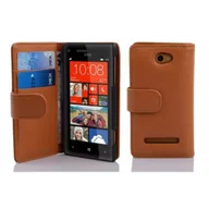 Etui i futerały do telefonów - Etui Cadorabo do HTC 8S w kolorze COGNAC BROWN Etui na telefon komórkowy wykonane z teksturowanej sztucznej skóry z funkcją podstawki i miejscem na kartę Etui Etui ochronne Etui z klapką w stylu książki - miniaturka - grafika 1