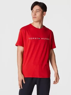 Piżamy męskie - Tommy Hilfiger T-Shirt Logo UM0UM01434 Czerwony Regular Fit - grafika 1