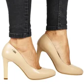 Czółenka - CZÓŁENKA NA SŁUPKU SZPILKI OBCASIE SERGIO LEONE 1457 COFFE CIELISTE - miniaturka - grafika 1