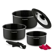 Zestawy garnków i patelni - Zestaw garnków z ODPINANĄ RĄCZKĄ garnki NA GAZ 1,5/2,2/3 L Spinel Black Konighoffer - miniaturka - grafika 1