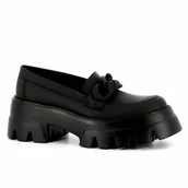 Mokasyny damskie - Czarne mokasyny na platformie CARINII - Carinii - miniaturka - grafika 1