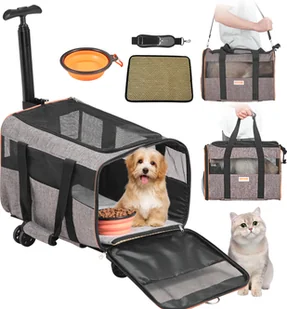 VEVOR wózek dla psa Składany plecak dla psa Nośność maks. 9,9 kg Torba transportowa wykonana z tkaniny 600D Oxford Wózek dla psa z 4 kółkami Torba podróżna dla psa Idealna na podróże samochodem lub wycieczki - Torebki damskie - miniaturka - grafika 1