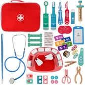 Zabawy w naśladowanie dorosłych - Zestaw Małego Dentysty z drewna - Apteczka Medyczna // 3510 - miniaturka - grafika 1