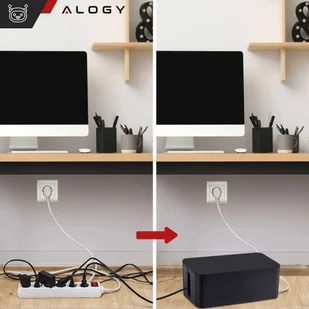 Organizer kabli biurkowy podłogowy pojemnik pudełko na kable listwy Alogy Box S 23cm Czarny - Pozostałe akcesoria do telefonów - miniaturka - grafika 6