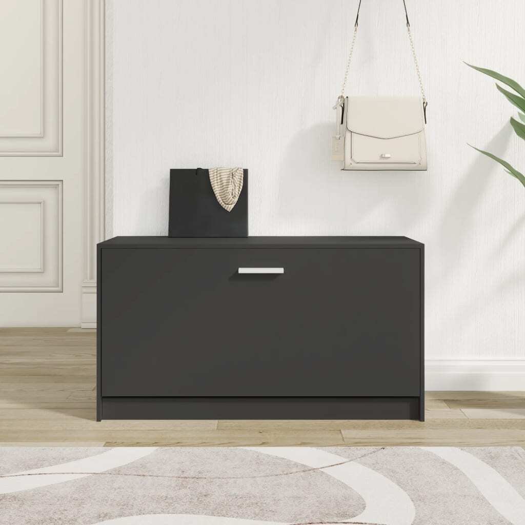 Ławka na buty czarna 80x24x45 cm materiał drewnopochodny