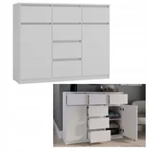 Komody - Komoda Duża do Sypialni Salonu Bezuchwytowa Biała 120 cm - miniaturka - grafika 1