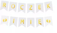Baby shower i roczek - Girlanda Napis Roczek + Imię Dziecka Baner Stopki - miniaturka - grafika 1