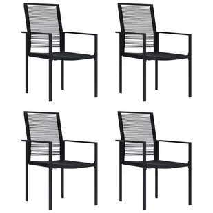 vidaXL Lumarko Krzesła ogrodowe, 4 szt., rattan PVC, czarne! 312172 - Fotele i krzesła ogrodowe - miniaturka - grafika 1