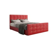 Łóżka - Łóżko kontynentalne ROMA z funkcją przechowywania, tkanina Soft, 3 kolory - Czerwony - 140x200 cm - miniaturka - grafika 1