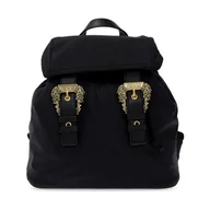 Plecaki - Versace Jeans Couture, Backpack with decorative buckles Czarny, female, - miniaturka - grafika 1