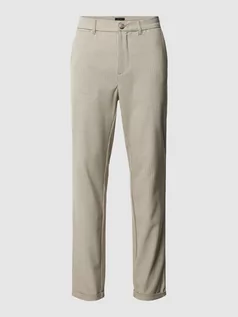 Spodnie męskie - Spodnie materiałowe ze wzorem w paski model ‘liam’ - grafika 1