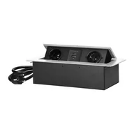Przedłużacze i rozgałęźniki - Przedłużacz podblatowy wpuszczany z 2 gniazdami z uziemieniem 2xUSB OR-GM-9035/W ORNO 5908254841033 - miniaturka - grafika 1