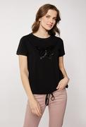 Koszulki i topy damskie - T-shirt z cekinowym motylem - Monnari - miniaturka - grafika 1