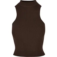 Koszulki i topy damskie - Urban Classics Women's Ladies Short Rib Knit Turtleneck Top T-shirt, brązowy, L, brązowy, L - miniaturka - grafika 1