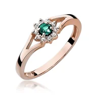Pierścionki - Złoty pierścionek Szmaragd 0,15ct różowe złoto pr. 585 - miniaturka - grafika 1