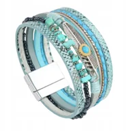 Bransoletki - Magnetyczna bransoletka boho z turkusem - modny dodatek na co dzień! - miniaturka - grafika 1