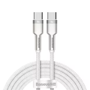 Baseus przewód ładujący/do transmisji danych Cafule Series USB C M na USB C M z metalowymi zakończeniami 100W 2 m CATJK D02 biały - Ładowarki do telefonów - miniaturka - grafika 1