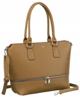 Torebki damskie - Stylowa shopperka damska ze skóry ekologicznej z odpinanym paskiem - Rovicky - miniaturka - grafika 1