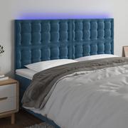 Inne meble do sypialni - vidaXL Zagłówek do łóżka z LED, ciemnoniebieski, 160x5x118/128 cm - miniaturka - grafika 1