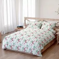 Pościel - Spod Igły I Nitki Pościel bawełniana 220x200 Peony light biała bordowa zielona peonie kwiaty Bawełna 3 - miniaturka - grafika 1