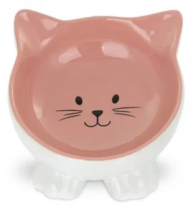 BARRY KING Miska ceramiczna dla kota w kształcie kota na nóżkach 11,5 cm - różowa - Miski dla kotów - miniaturka - grafika 1