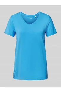 T-shirt z prążkowanym dekoltem w serek - Schiesser - Koszulki i topy damskie - miniaturka - grafika 1