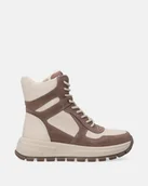 Botki damskie - Sportowe beżowe botki za kostkę - Venezia - miniaturka - grafika 1