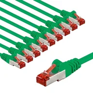Kable miedziane - goobay 66015 CAT6 kabel sieciowy w zestawie po 10 szt./kabel krosowy ekranowany S/FTP/CU Ethernet, PiMF, LSZH/Cat 6 kabel z 10 Gbits/zielony / 10 x 3 m - miniaturka - grafika 1