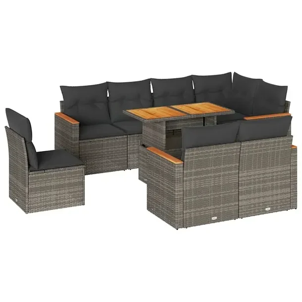 Zestaw mebli ogrodowych modułowych szary rattan PE 62 x 62 x 69 cm
