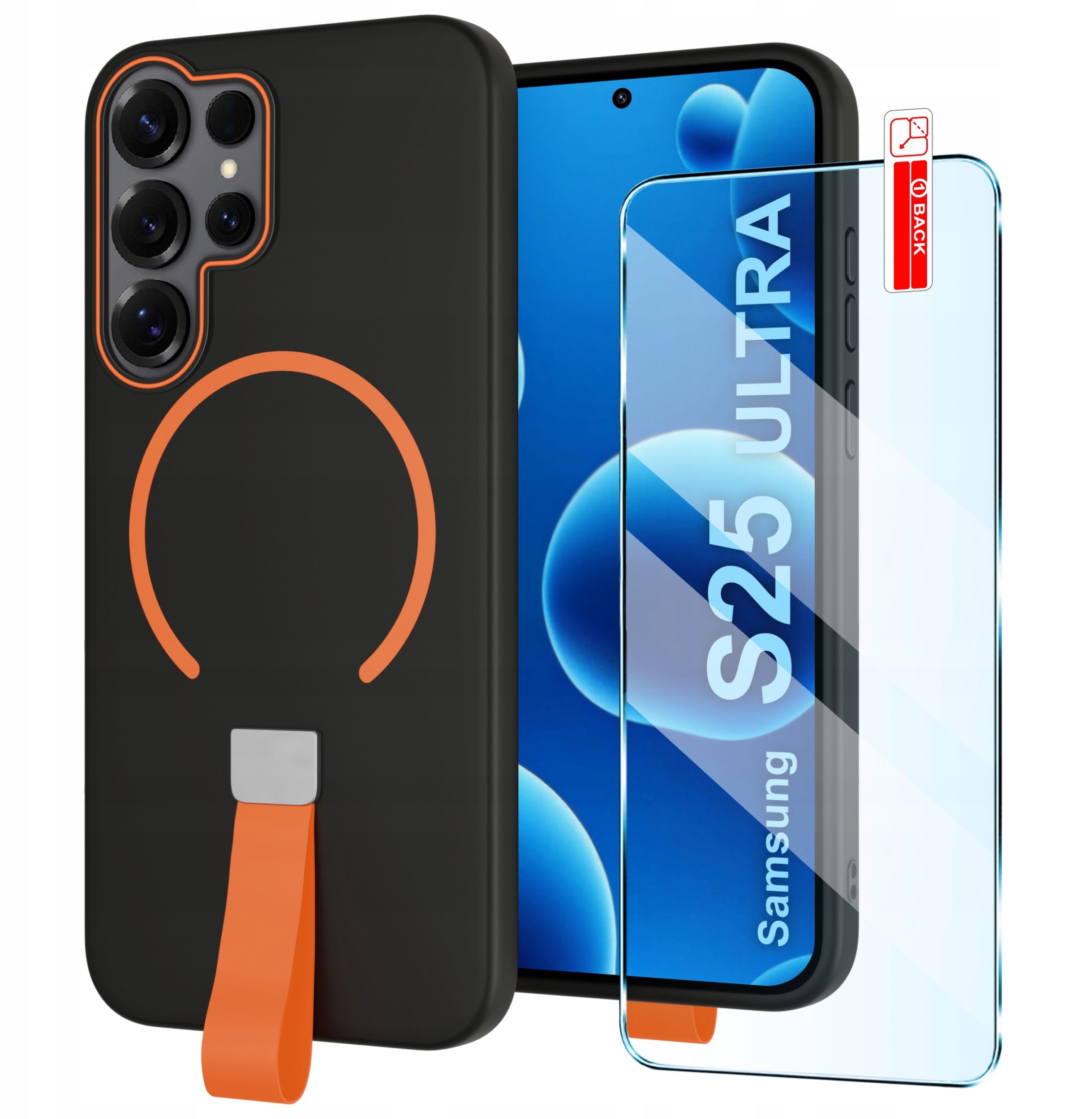 Etui z Paskiem na palec Matowe do Samsung S25 Ultrado MagSafe +Szkło