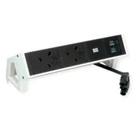 Listwy zasilające - BACHMANN DESK2 2xUK 1xUSB A/C 22W, 0,2m GST18 RAL9010 Wielka Brytania - miniaturka - grafika 1