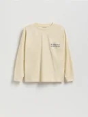 Bluzki dla chłopców - Reserved - Bawełniany longsleeve z nadrukiem - złamana biel - miniaturka - grafika 1