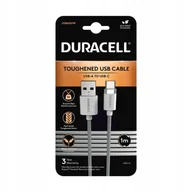 Kable USB - DURACELL 1M Biały Nylonowy Kabel USB-A / USB-C - miniaturka - grafika 1
