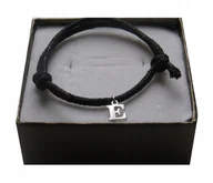 Bransoletki - Bransoletka sznurkowa literka z literką E srebro - miniaturka - grafika 1