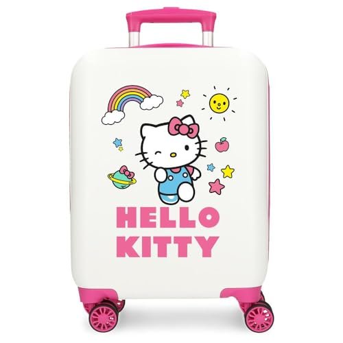Hello Kitty You Are Cute Walizka kabinowa biała 33 x 50 x 20 cm sztywny ABS zamek szyfrowy z boku 28,4 l 2 kg 4 podwójne koła bagaż ręczny, biała, walizka kabinowa