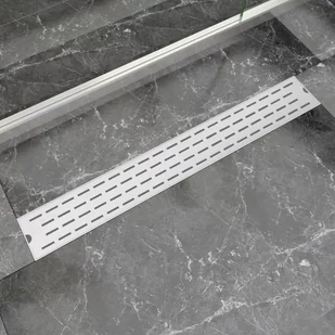 vidaXL vidaXL Kratka odpływowa, liniowa, 830x140 mm, wzór linii, stal nierdzewna - Syfony - miniaturka - grafika 1