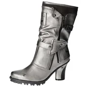 Kozaki damskie - Mustang Damskie kozaki 1141-606 półdługie, srebro, 39 EU - miniaturka - grafika 1