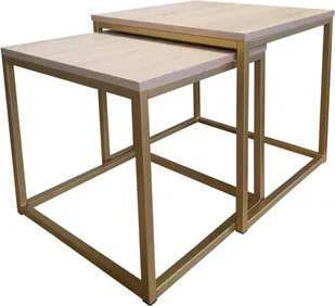 Stolik kawowy 2w1 CUBE dąb sonoma/złoty - Ławy i stoliki kawowe Stolik kawowy 2w1 CUBE dąb sonoma/złoty - Ławy i stoliki kawowe - miniaturka - grafika 1