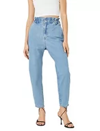 Spodnie damskie - Koton Damskie spodnie jeansowe elastyczny pas Relax Fit High Waist - Baggy Jean, Light Indigo (Lgt) - miniaturka - grafika 1