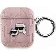 Akcesoria do słuchawek - Karl Lagerfeld KLA2PGKCPP AirPods 1/2 cover różowy/pink Monogram Karl & Choupette Head - miniaturka - grafika 1