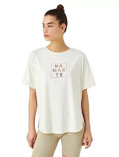 Koszulki i topy damskie - Koton Damska koszulka sportowa z nadrukiem Namaste Relax Fit, kremowy (kma), S - grafika 1