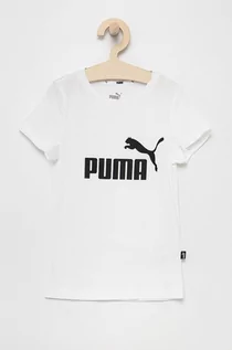 Koszulki dla dziewczynek - Puma T-shirt bawełniany dziecięcy 587029 kolor biały - grafika 1