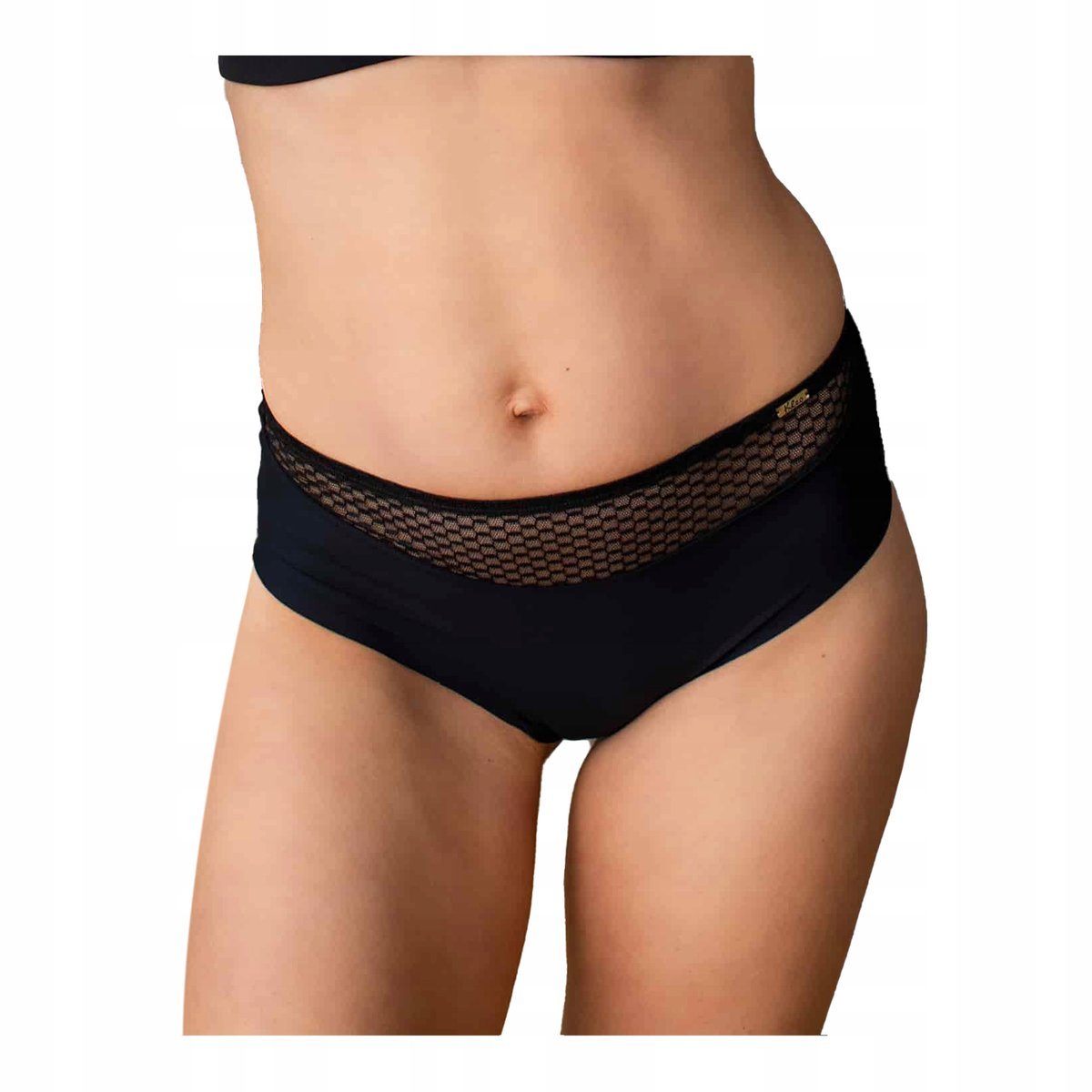 Figi damskie czarne majtki mikrofibra wysoki stan plus size Kleo M