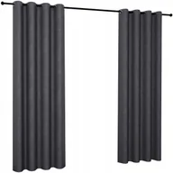 Zasłony - Zasłona welurowa 140x250 na przelotkach grafitowa gładka matowa na kółkach - miniaturka - grafika 1