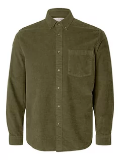 Koszule męskie - SELECTED HOMME Koszula sztruksowa "Dan" - Regular fit - w kolorze khaki - grafika 1