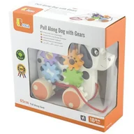 Zabawki interaktywne dla dzieci - VIGA Piesek na sznureczku z kołami zębatymi V50977 - miniaturka - grafika 1