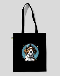 TORBA BAWEŁNIANA NA ZAKUPY PIES BEAGLE Czarny - Torby i wózki na zakupy - miniaturka - grafika 1