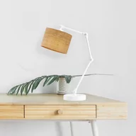 Lampy stojące - Regulowana lampka nocna z rattanowym abażurem ASMARA BOHO/biały - miniaturka - grafika 1